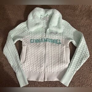 Hello Kitty “Cinnamon Roll” Mint Green and White Cardigan